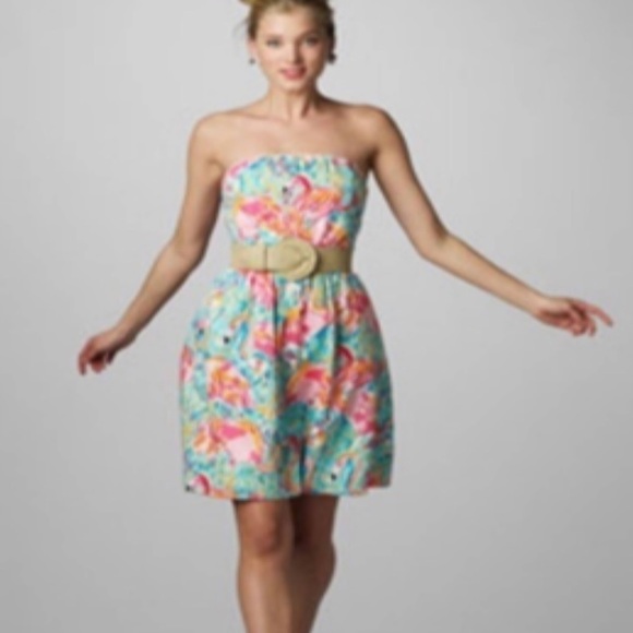 Lilly‎ Pulitzer Wyatt Strapless Mini Dress in Flamingo Print Size 0 - Picture 6 of 6